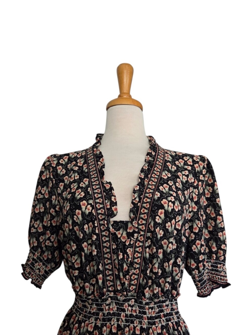 Max Studio Floral Maxi Dress Women's Size L Folkloric Bohemian - Picture 8 of 10